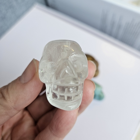 Mini skulls crystal set Amazonite agate clear quartz - Picture 8 of 14